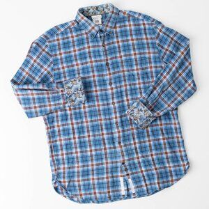 SOR Men's XL 41/16 Blue‎ Plaid Flip Cuff Button Down Shirt Sör Soer SØR